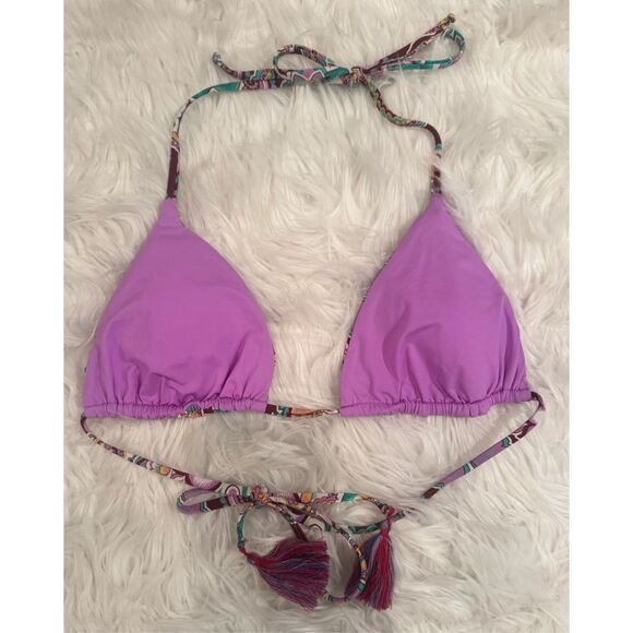 NWT BECCA Rebecca Virtue Groovy Cheryl Reversible Triangle Swim Top Multi Large - Picture 6 of 11